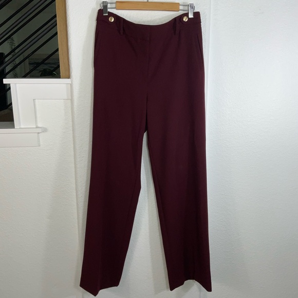 Talbots Rich Burgundy Greenwich Wide-Leg Pants - Picture 2 of 8
